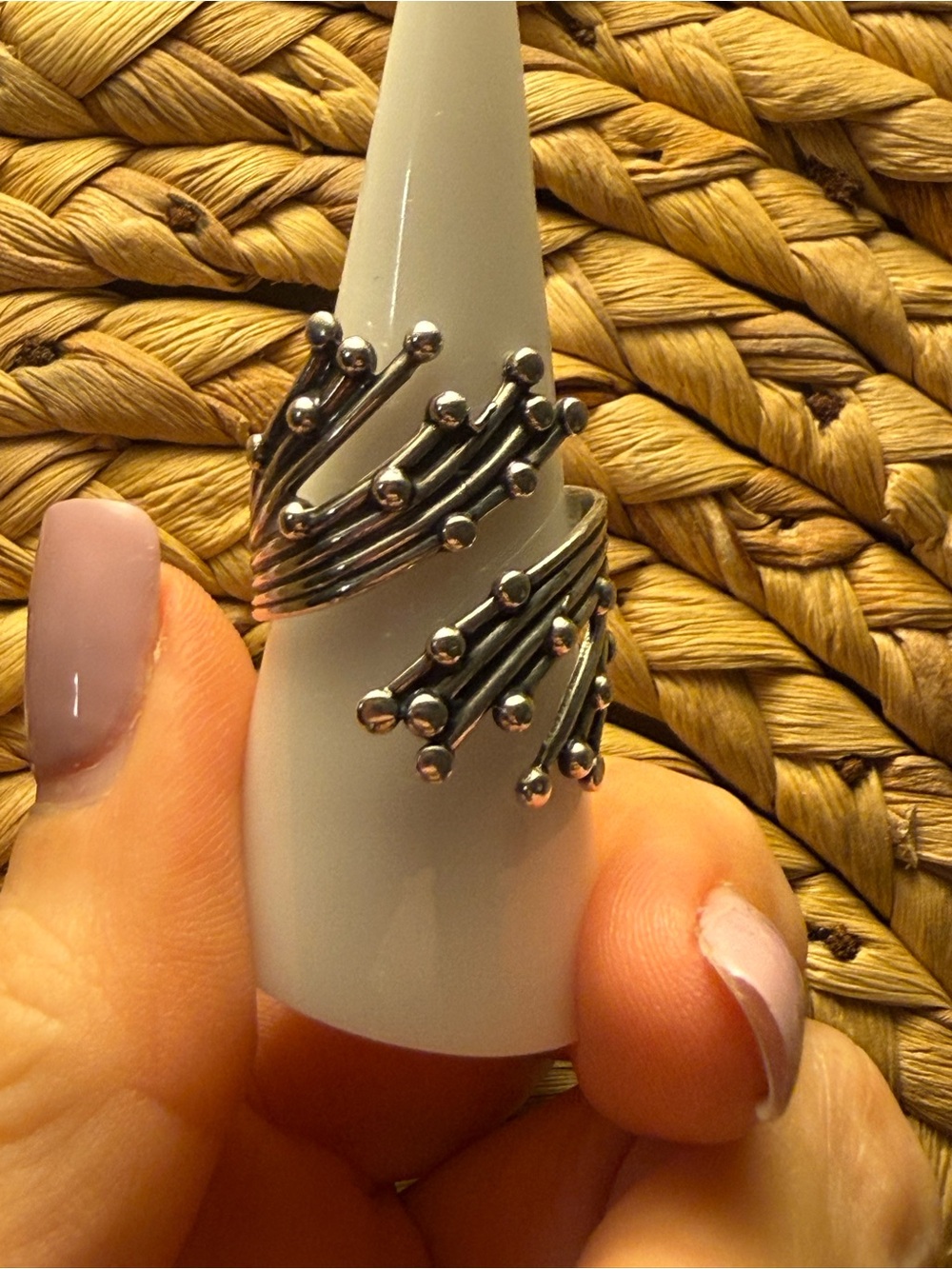 Sterling Silver Cluster Wrap Adjustable Ring